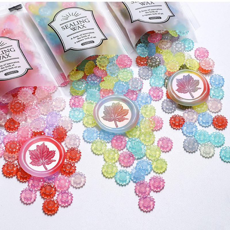 Wax Seal Stamp Kit - 100 pçs translúcido girassol contas de