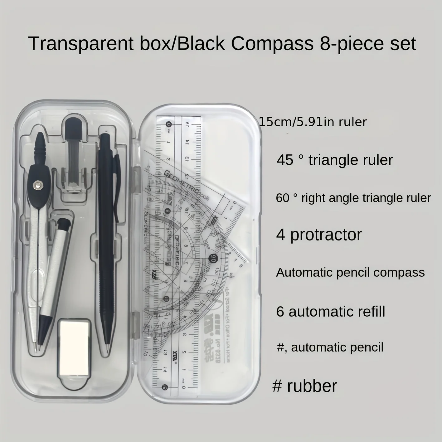 Kit de geometria matemática 8  - Compass Geometry Set avaliação e preço